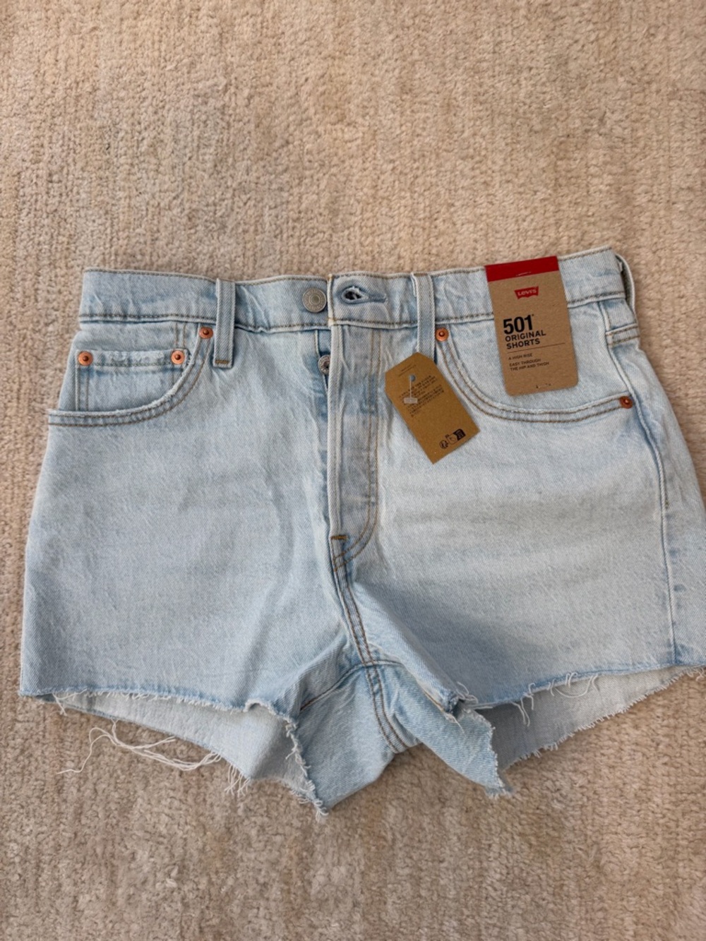 Levi's Light Blue High-Rise Denim Cutoff Shorts